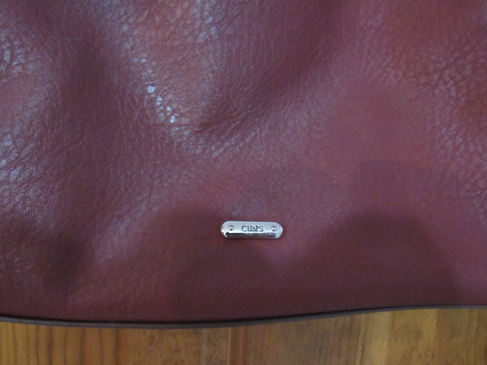 $115 Chaps Maroon Tote Bag Faux Leather Shoulder Purse Travel Large 12″ 12″ 4″