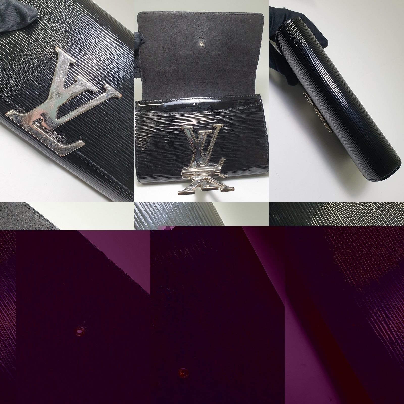 NO TARIFF Auth Louis Vuitton Louise PM Epi Patent M41627 StrapJoint Broke CLA890