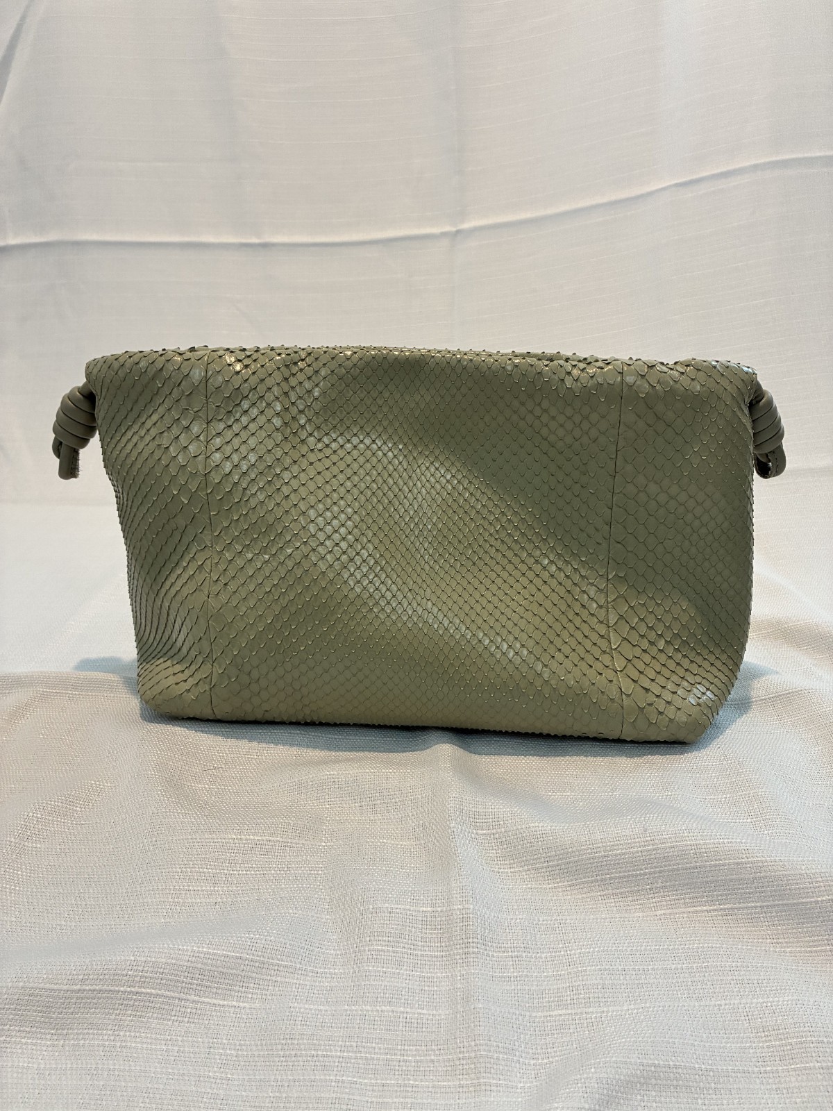 Loewe Flamenco Python Snakeskin Green Drawstring Clutch Purse Pouch