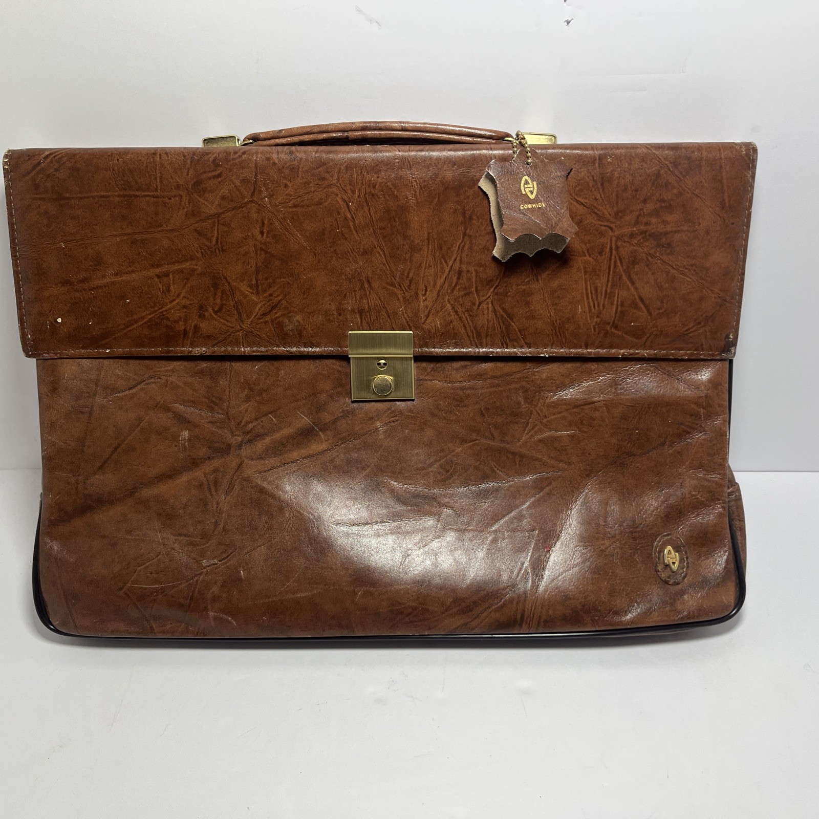 Amity Signature Series Vintage Brown Leather Case – Gold-Tone Closure, Classic S