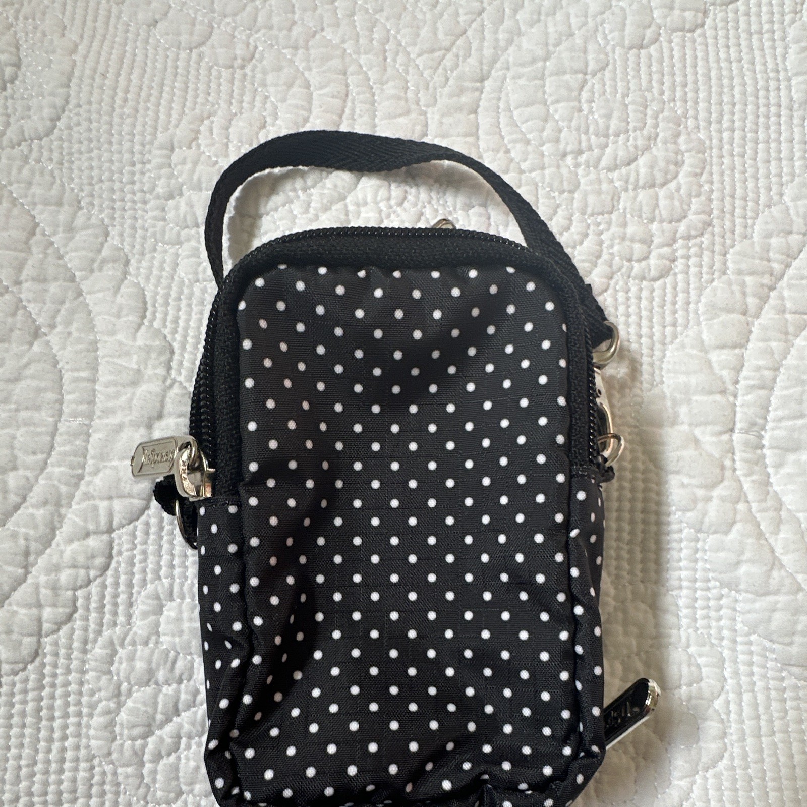 Le SportSac Black & White Polka Dot small case