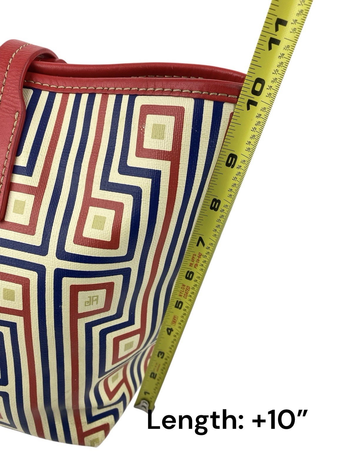 Jonathan Adler Transit Faux Leather Geometric Tote Bag Red Blue Medium Women