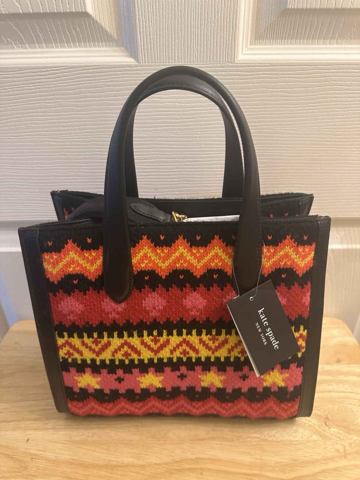 Kate Spade New York Manhattan Carnival Fair Isle Knit Tote Crossbody Purse