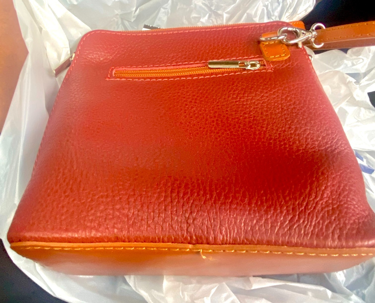 Vera Pelle Leather Purse Shoulder Bag Made in Italy Crossbody Zipper Flap