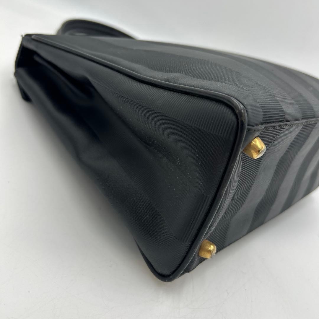 Authentic Fendi PVC Handbag Black 23cm x 30.5cm x 10.5cm Logo Tote Bag, Slight D