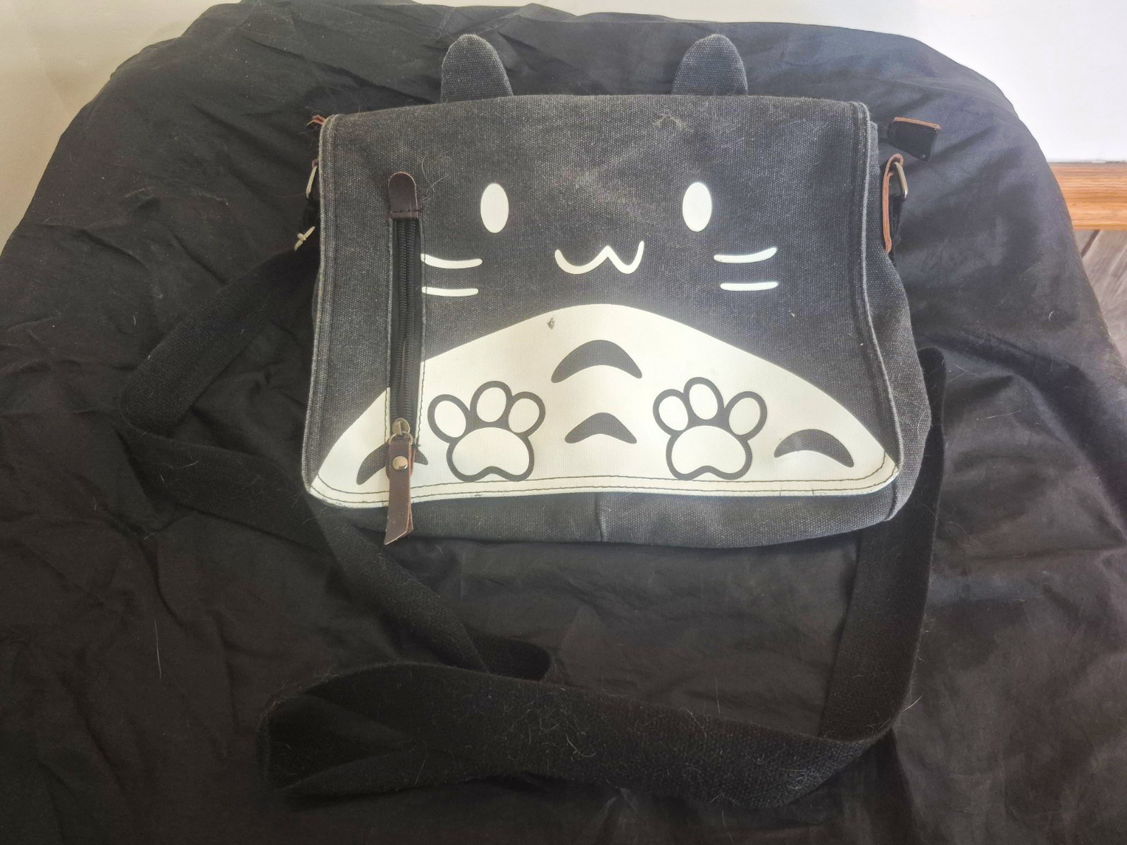 Cute Kawaii Large Black Cat Messenger Bag With Lots Of Pockets