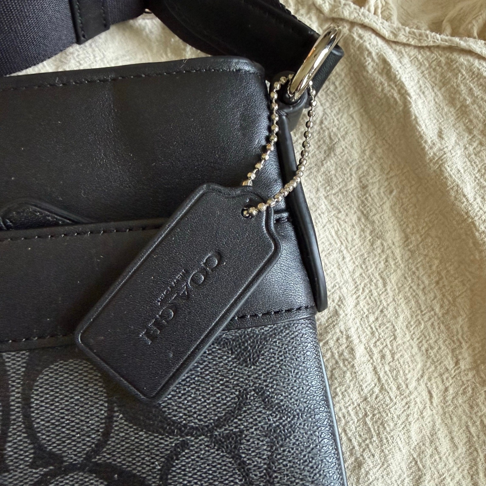 Coach Charles Crossbody F54781 Black Signature Canvas Unisex Designer Travel Bag