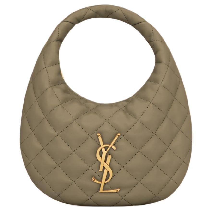 SAINT LAURENT Icarino Sheepskin Handbag Regular Women’s Moss 6.7 x 1.2 x 5.1 in