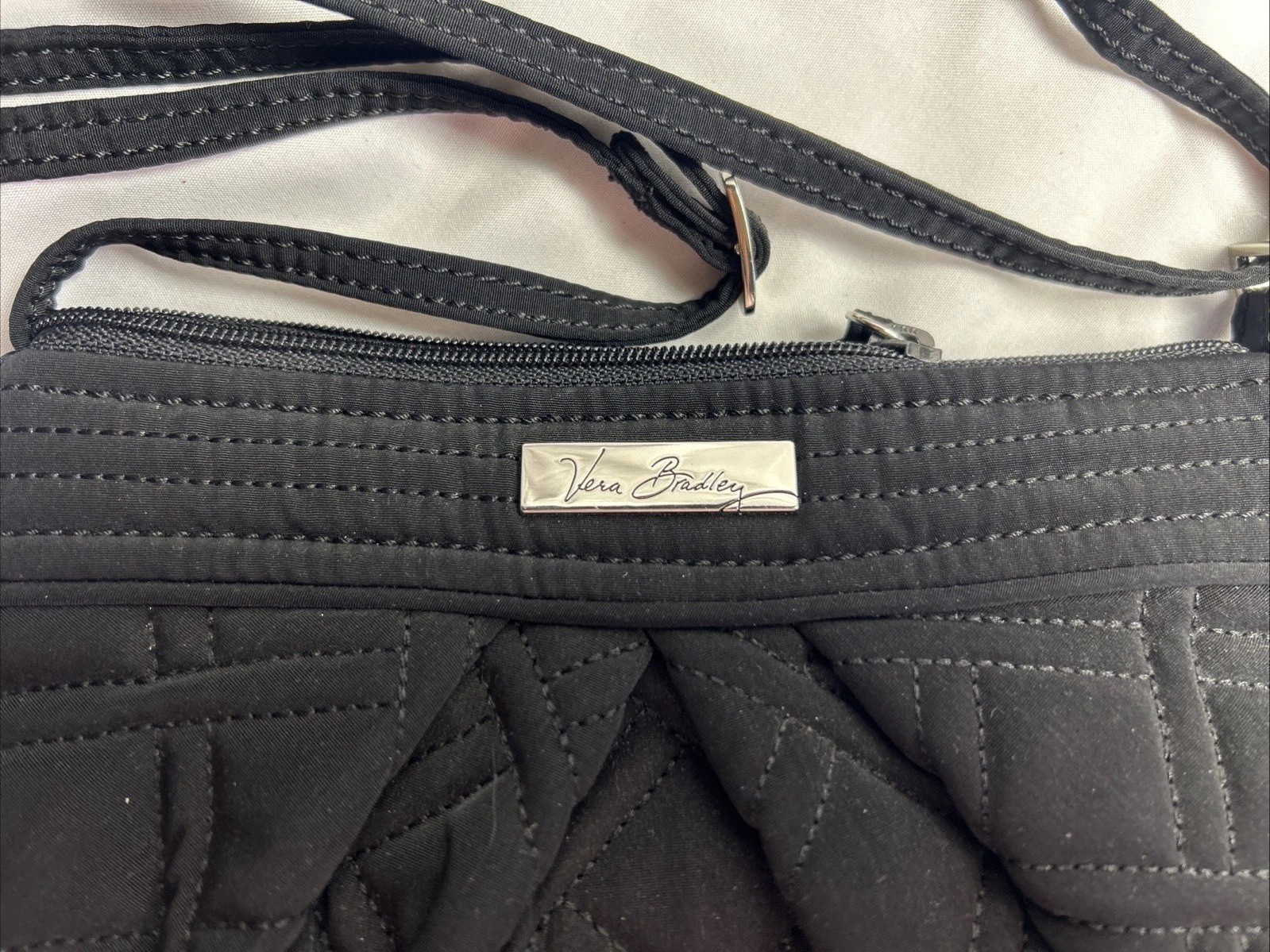 Vera Bradley Small Black Shoulder Bag Quilted Fabric Cloth Cocktail Party 10”x5”