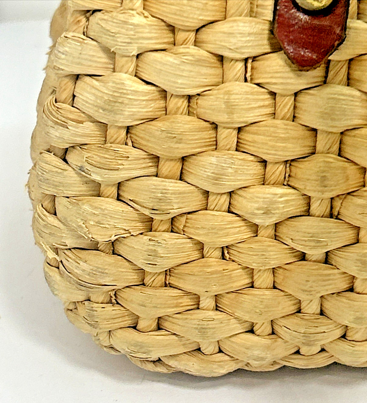 Vintage Handbag Woven Straw Rattan Leather Satchel 60s70s Cottagecore