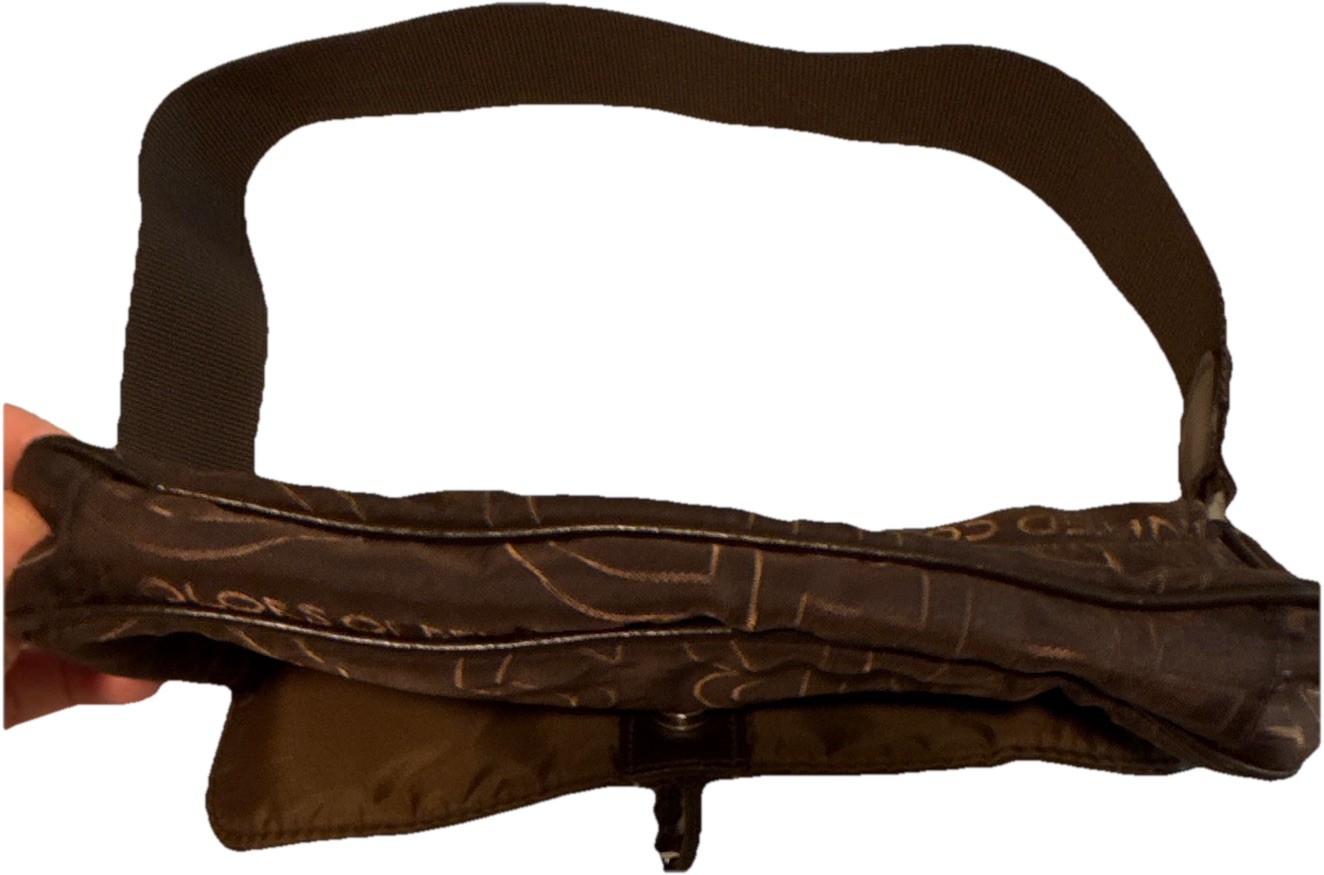 United Colors of Benetton Women’s Brown Logo Shoulder Bag, Magnetic, Lined