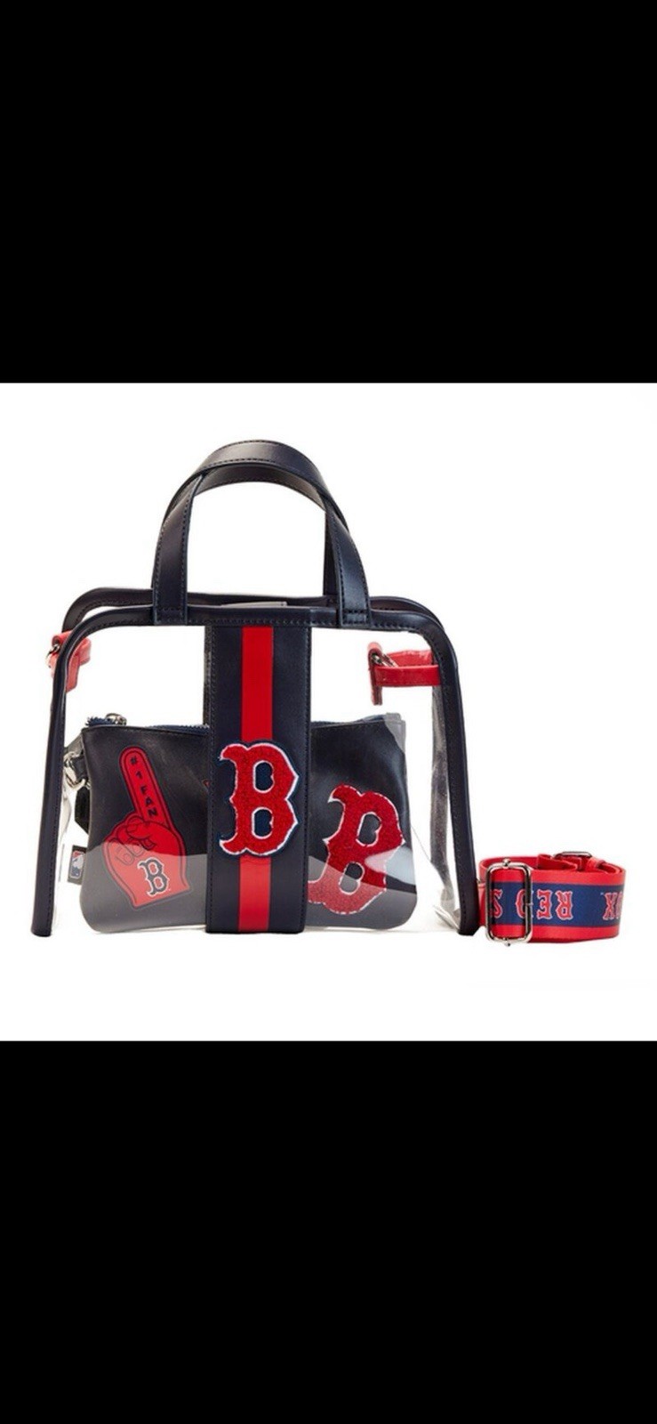 Loungefly MLB Boston Red Sox Stadium Crossbody Bag Clear Tote with Pouch NWT New
