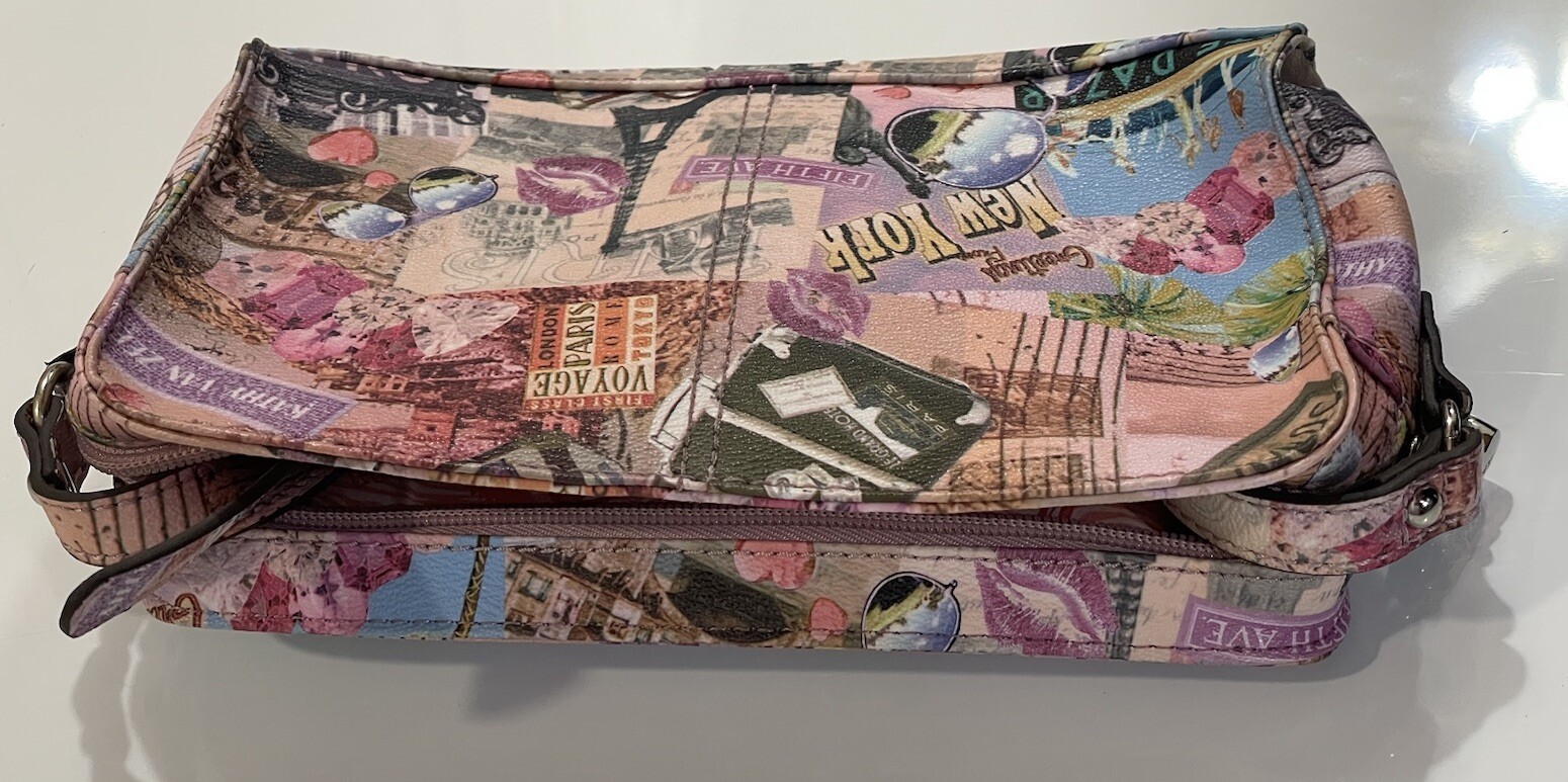 👑KATHY VAN ZEELAND Like 🆕! Cross Body New York🗽 Travel Paris Icon Print.