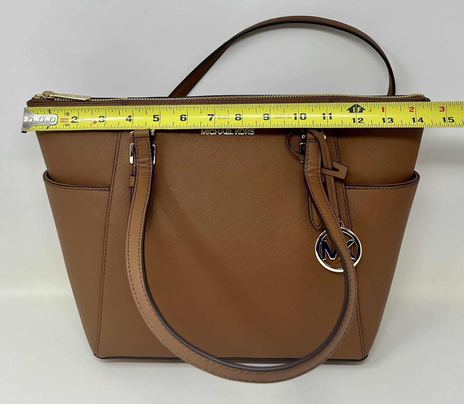 Michael Kors Charlotte Large Saffiano Leather Top Zip Tote Bag Luggage 35TOGCFT7