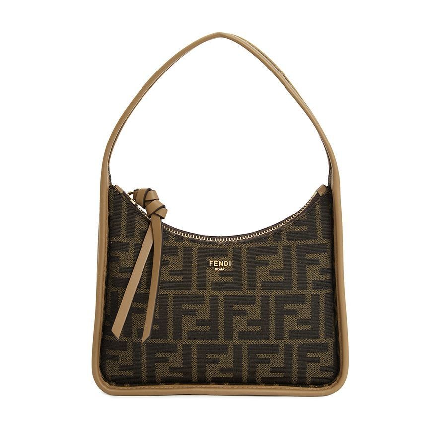 FENDI Metal Logo Underarm Bag Handbag Mini Women’s Brown 7.8×2.7×6.3 in