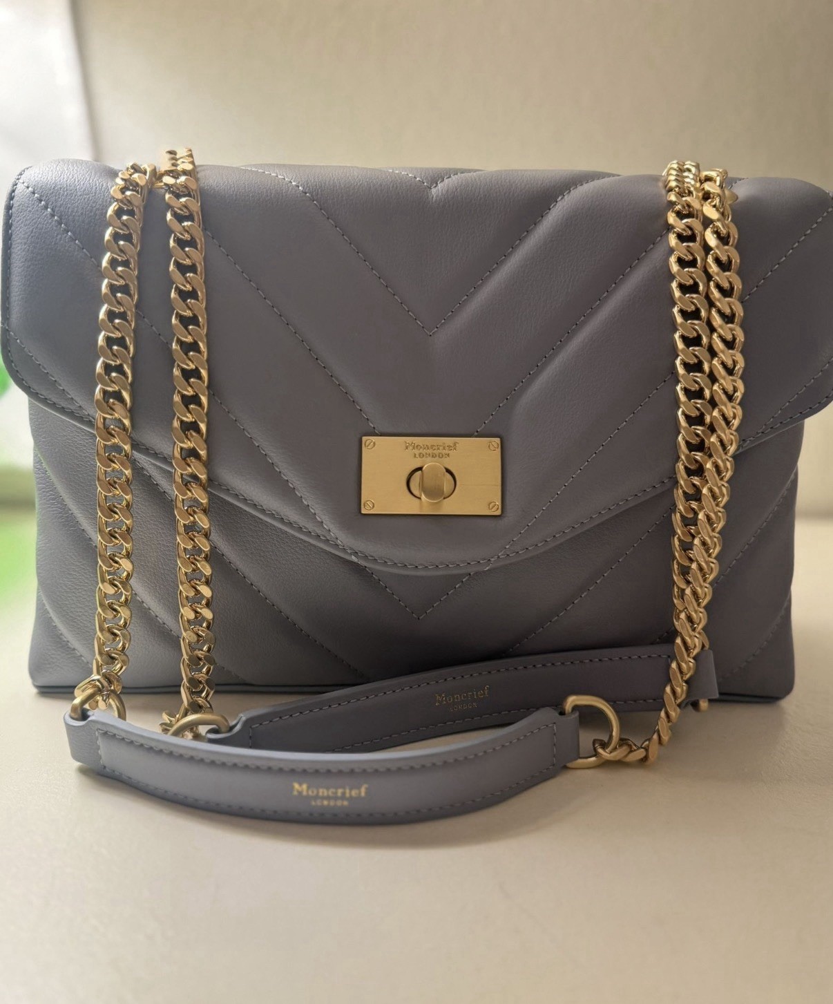 Nwt Moncrief London Cathryn In Dirty Blue Retails$780 comes with dustbag