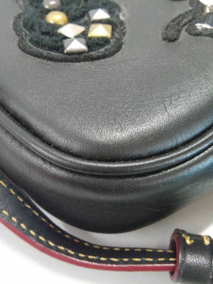 Used COACH One Shoulder Bag Disney Mickey Black Shoulder Bag A1777-F59532 ‘778