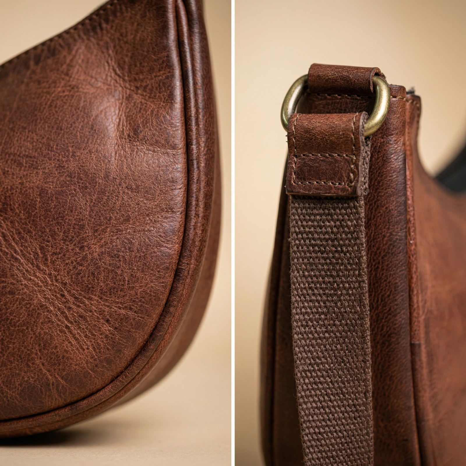 Women Genuine Leather Saddle Bag Small Crescent Shoulder Sling Small Purse