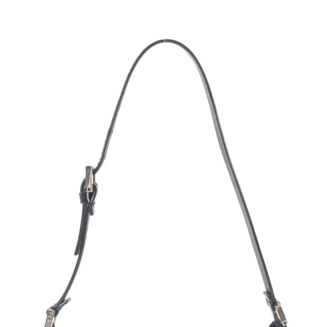 Fendi Zucca MM Shoulder Bag Leather Black EI33-8 FF Logo Mamma