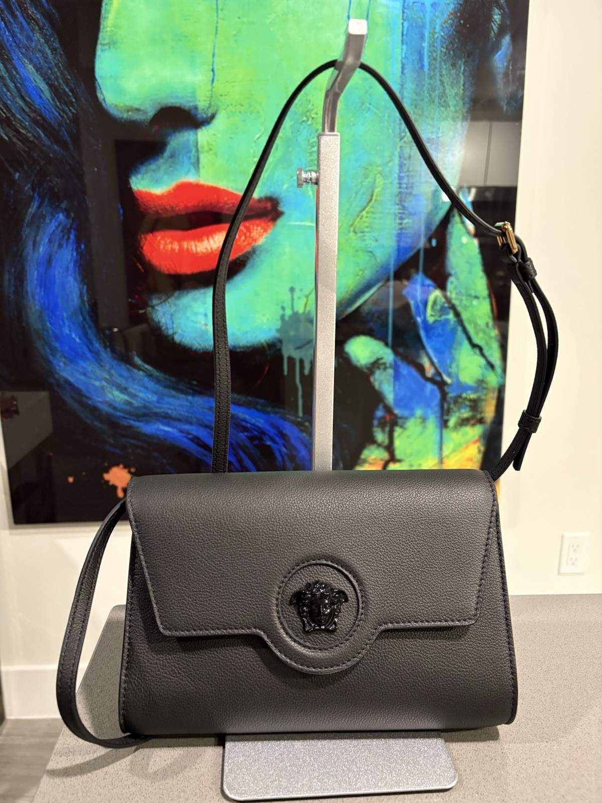 Versace Mini Bag Vitello Convertible Clutch Black $1500 Retail