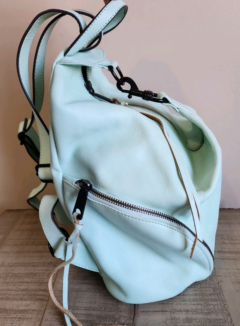 Rebecca Minkoff Julian Backpack in Mint Smooth Leather
