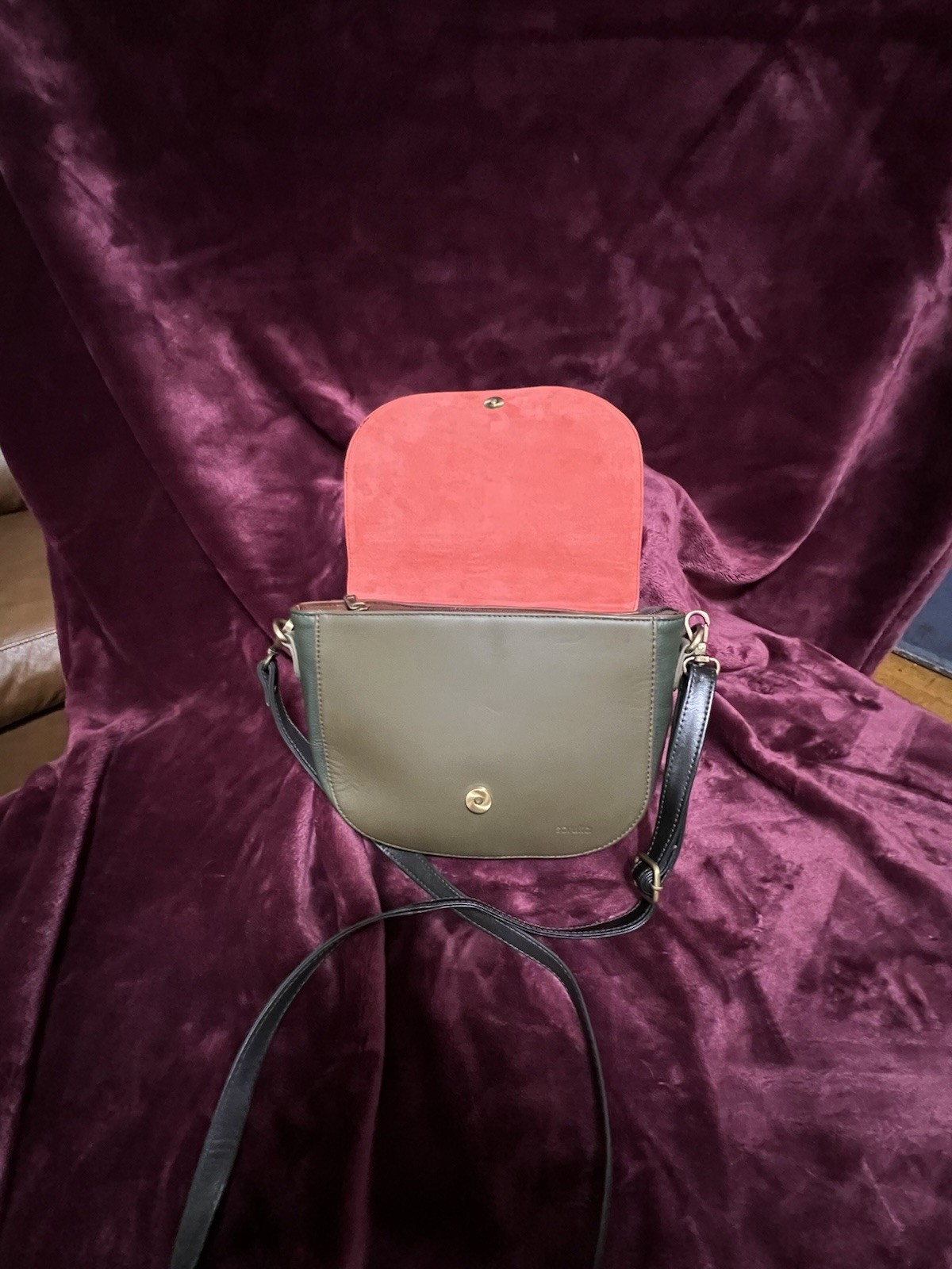 Soruka Leather Bag Crossbody Saddlebag Purse Multicolor Recycled Leather EC