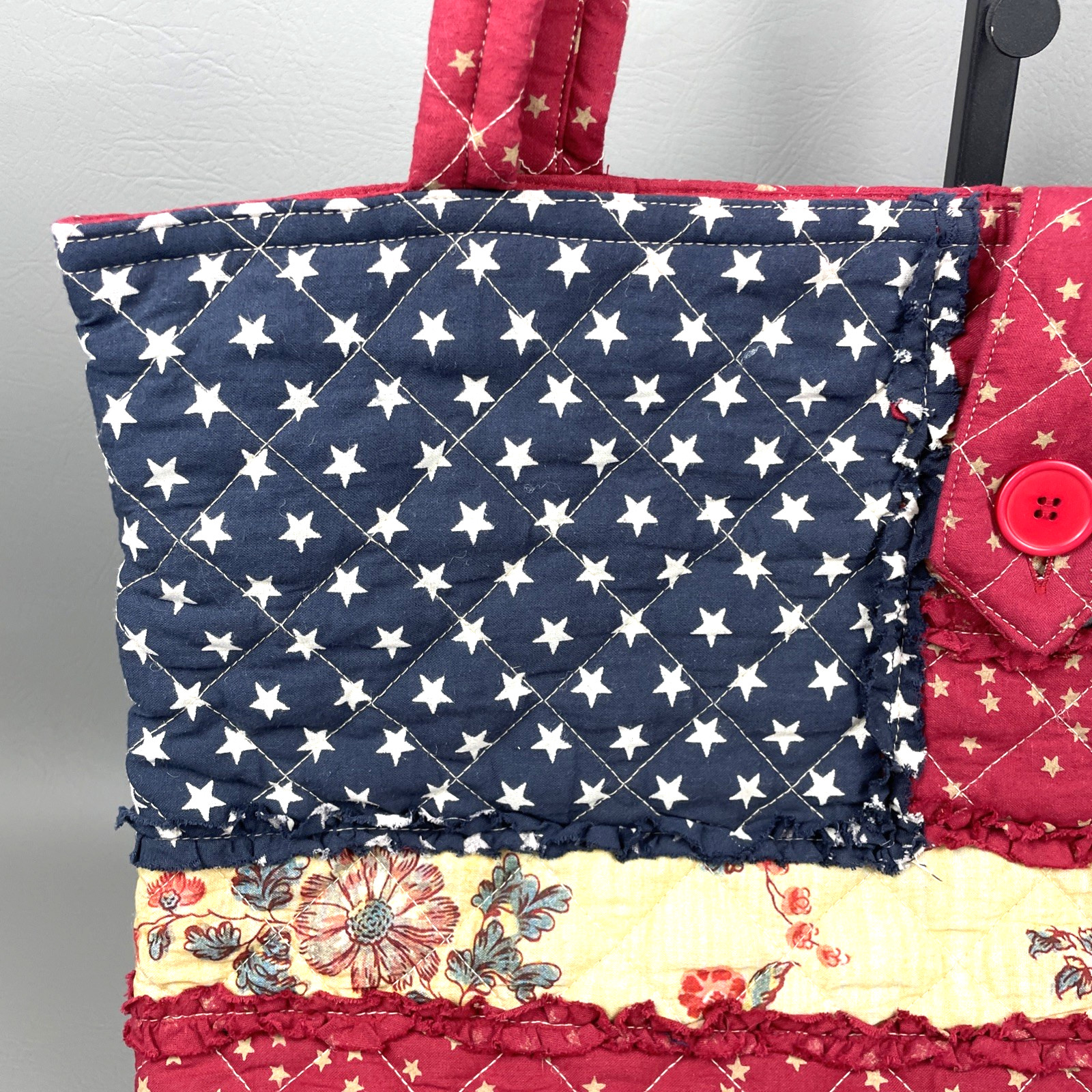 Victorian Trading Co Patriotic American Flag Quilted Tote Bag Purse Americana