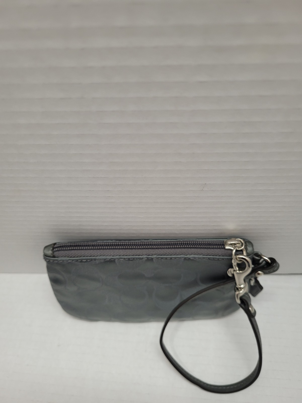 Coach F47826 Sis Medallion Charcoal Gray Signature Fabric Wristlet