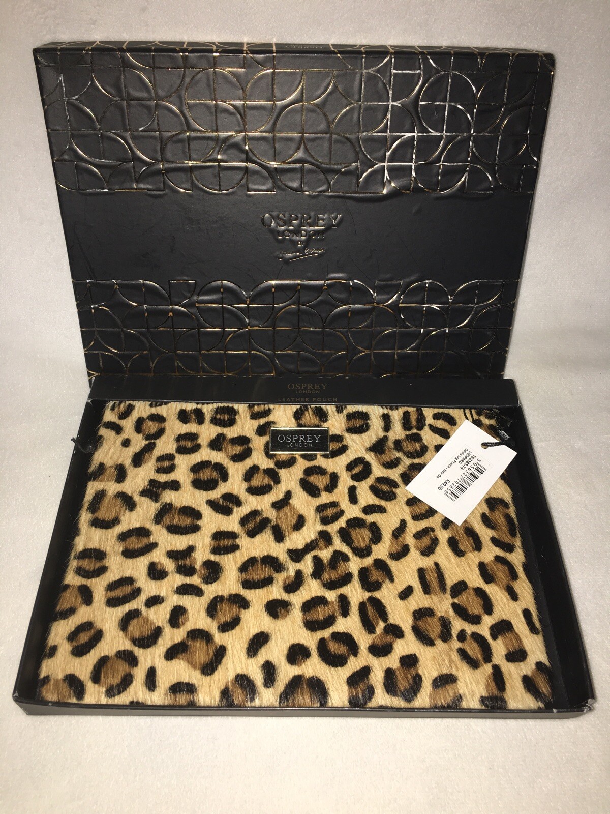 Osprey London Leopard Olivia Large Leather Pouch- Hair Calf TS3383-74 New