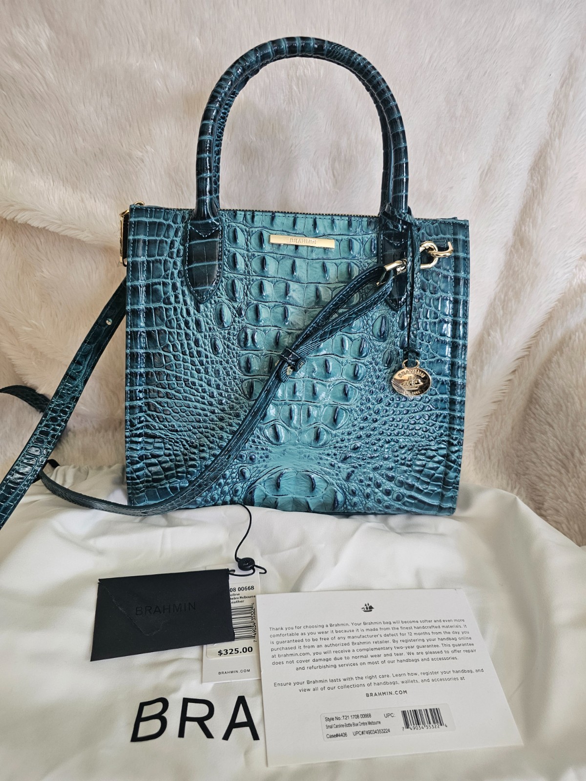 Brahmin Small Caroline Handbag Melbourne Bottle Blue