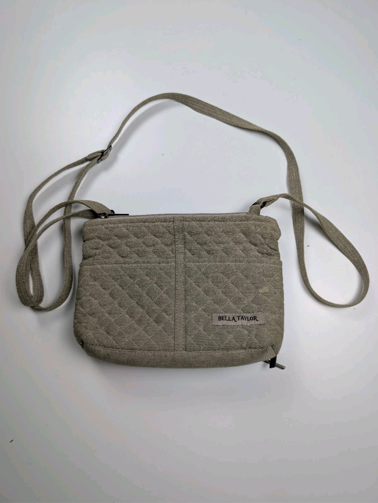 Bella Taylor Quilted Cotton Crossbody Bag Tan Beige Wallet Purse Neutral