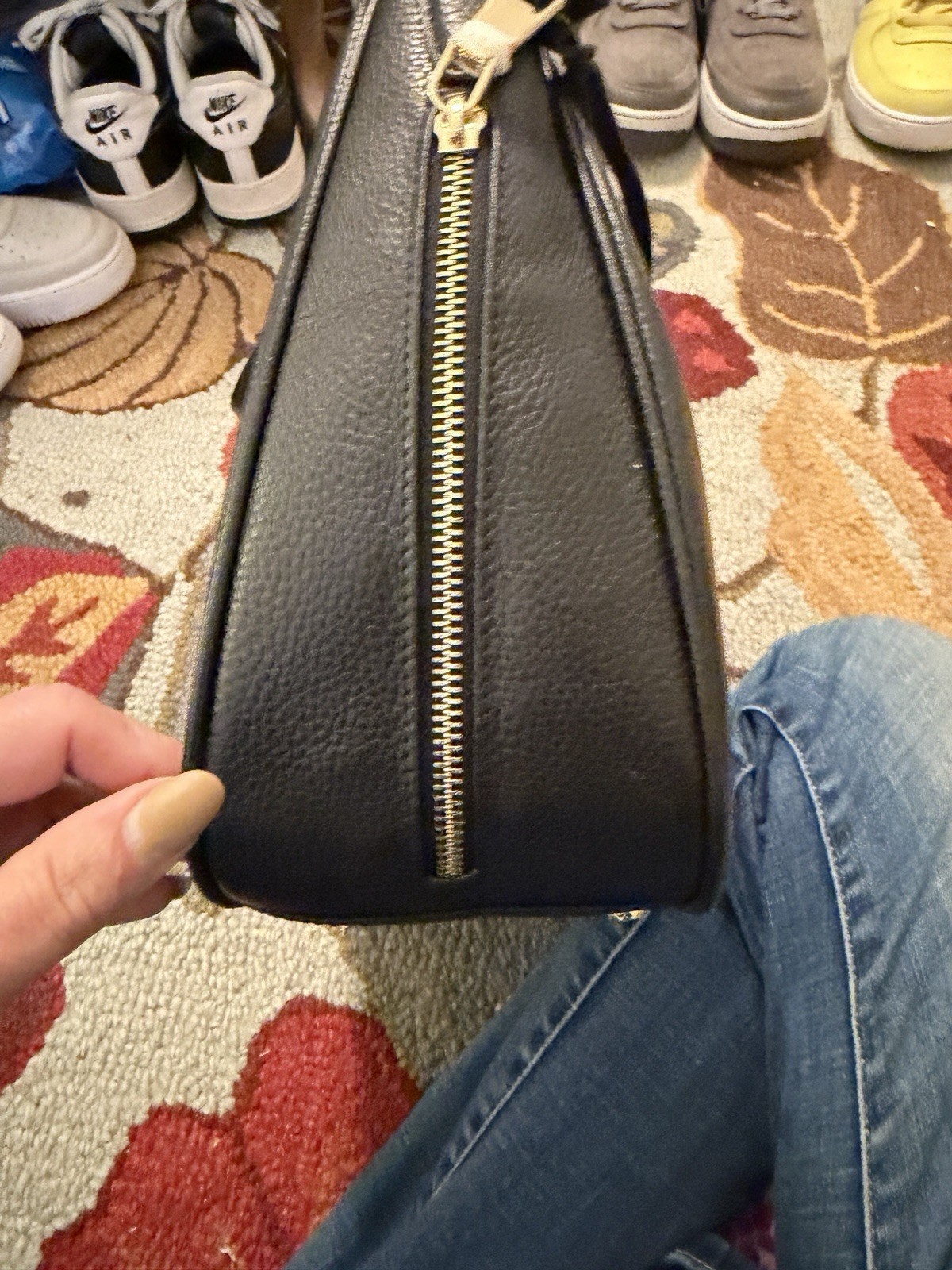 Purse Style Camera Bag Black Gold Zippers