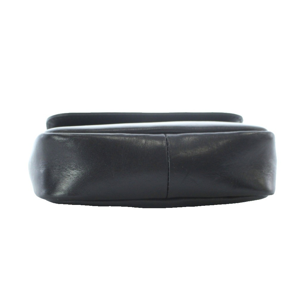 MARGARET HOWELL Shoulder Bag Leather Genuine Leather Black Flap with Logo harm