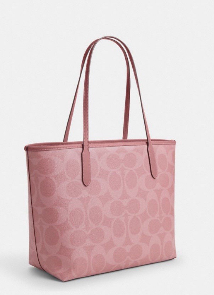 NWT Coach City Tote In Signature Pebble Leather In Dusty Pink Style CAL 49