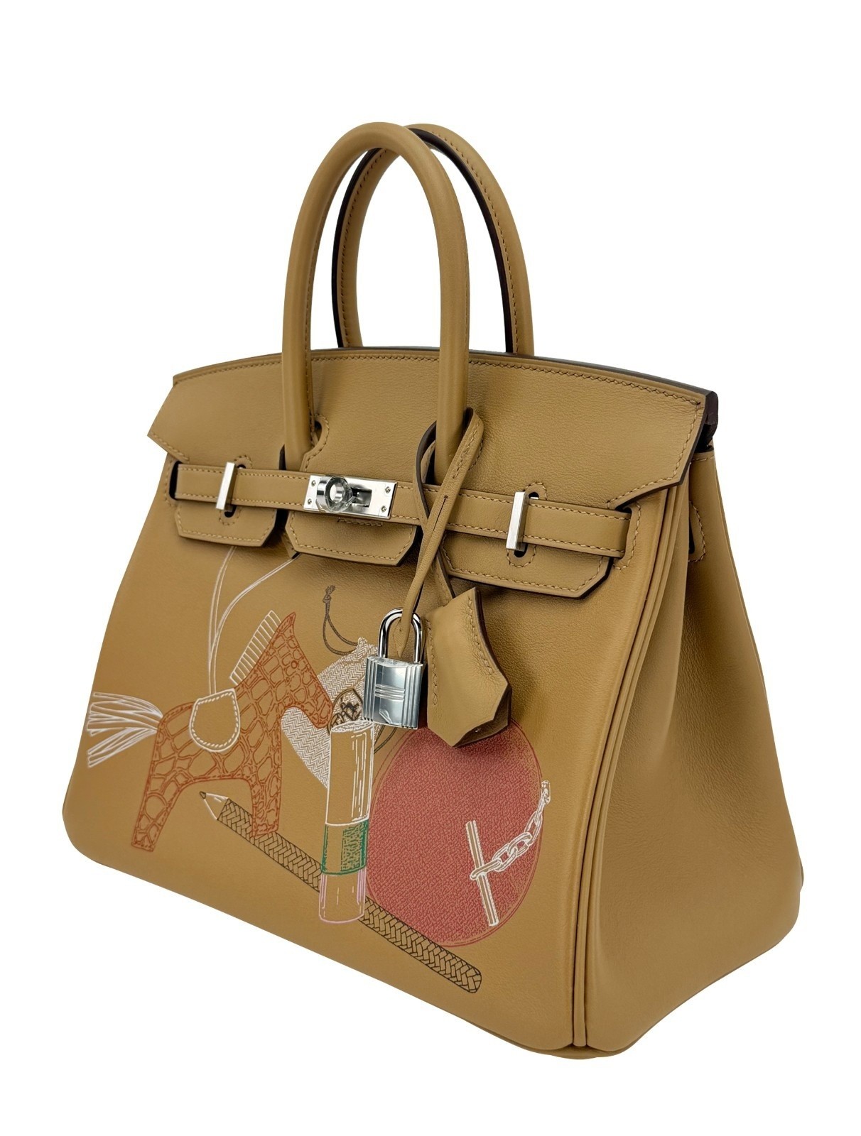 Hermes Birkin 25 Swift In and Out Biscuit Palladium Hardware Z Stamp Full