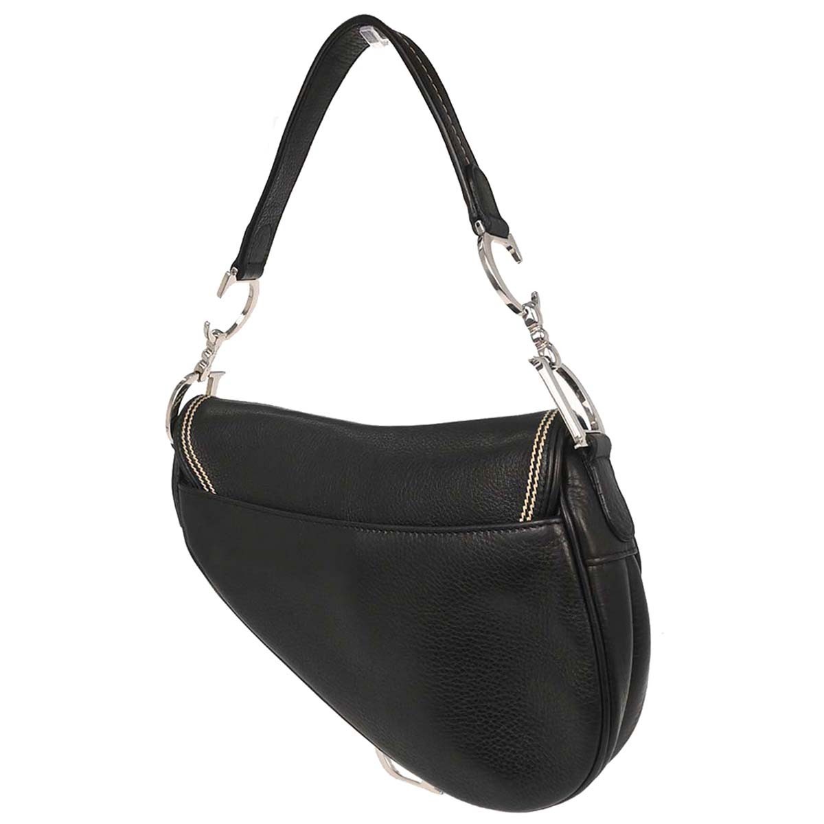 Christian Dior Black Leather Saddle Handbag 01-RU-1026 156159