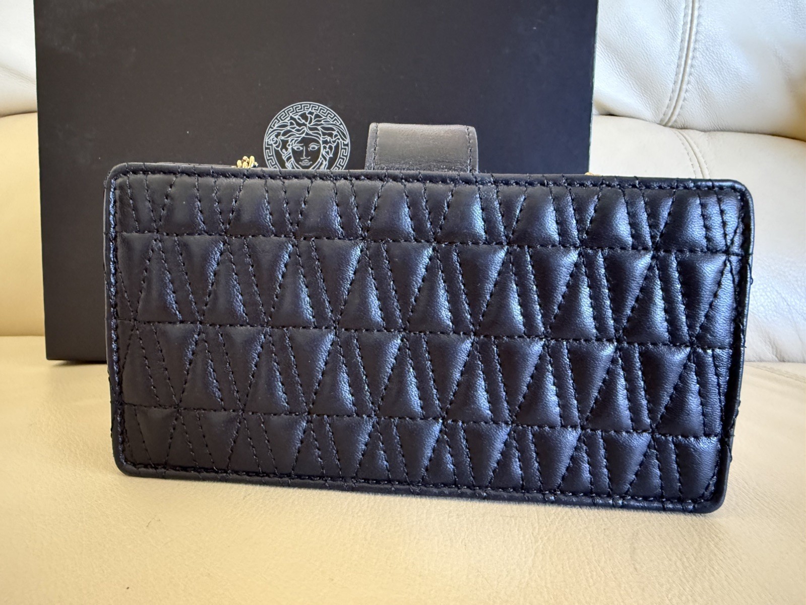 Versace Virtus Mini Bag In Black Quilted Leather new