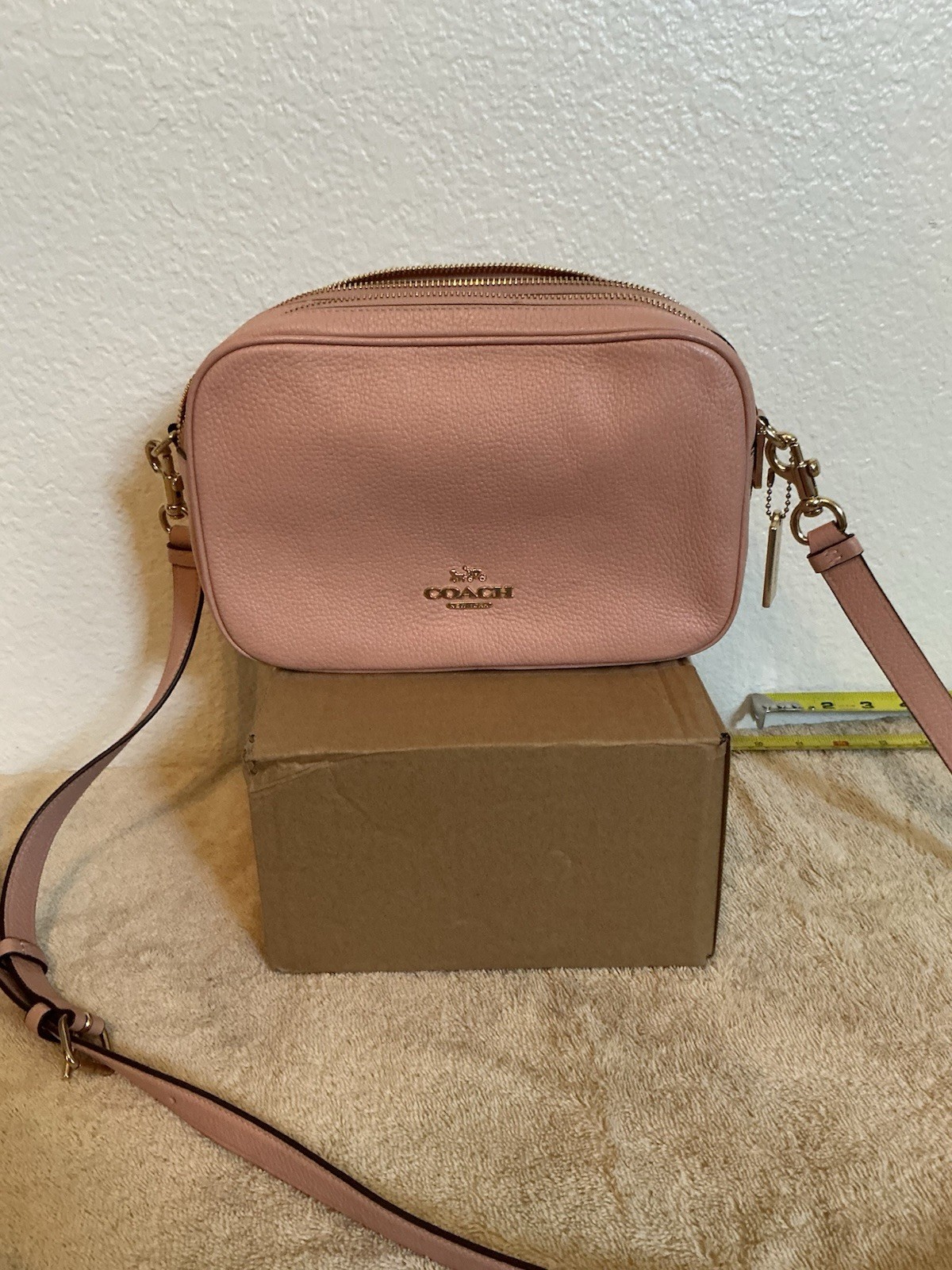 Coach Mini Jamie Camera Bag Pink Pebbled Leather Crossbody