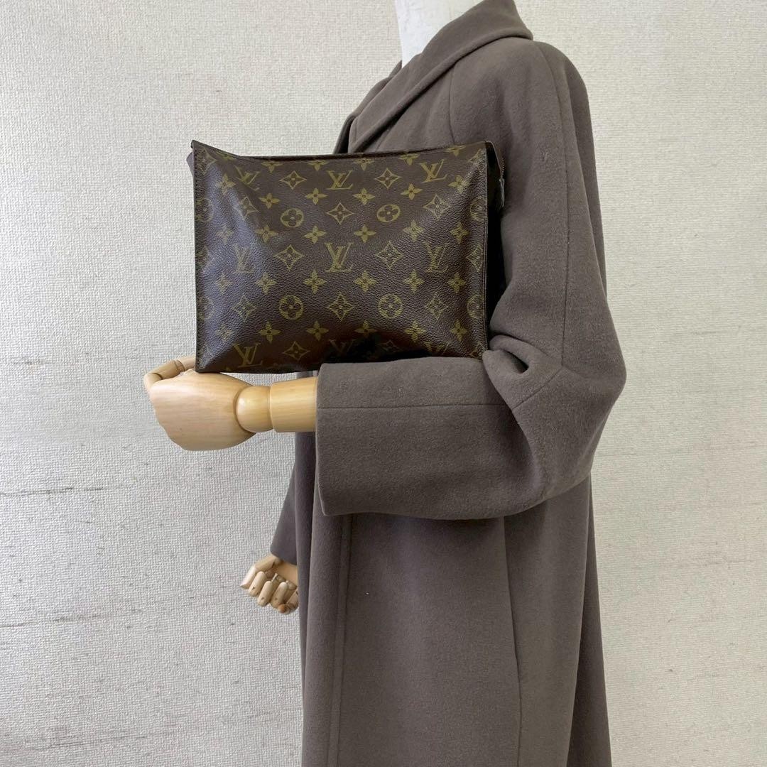 Louis Vuitton Monogram Poche Toile Clutch Bag Brown PVC Auth