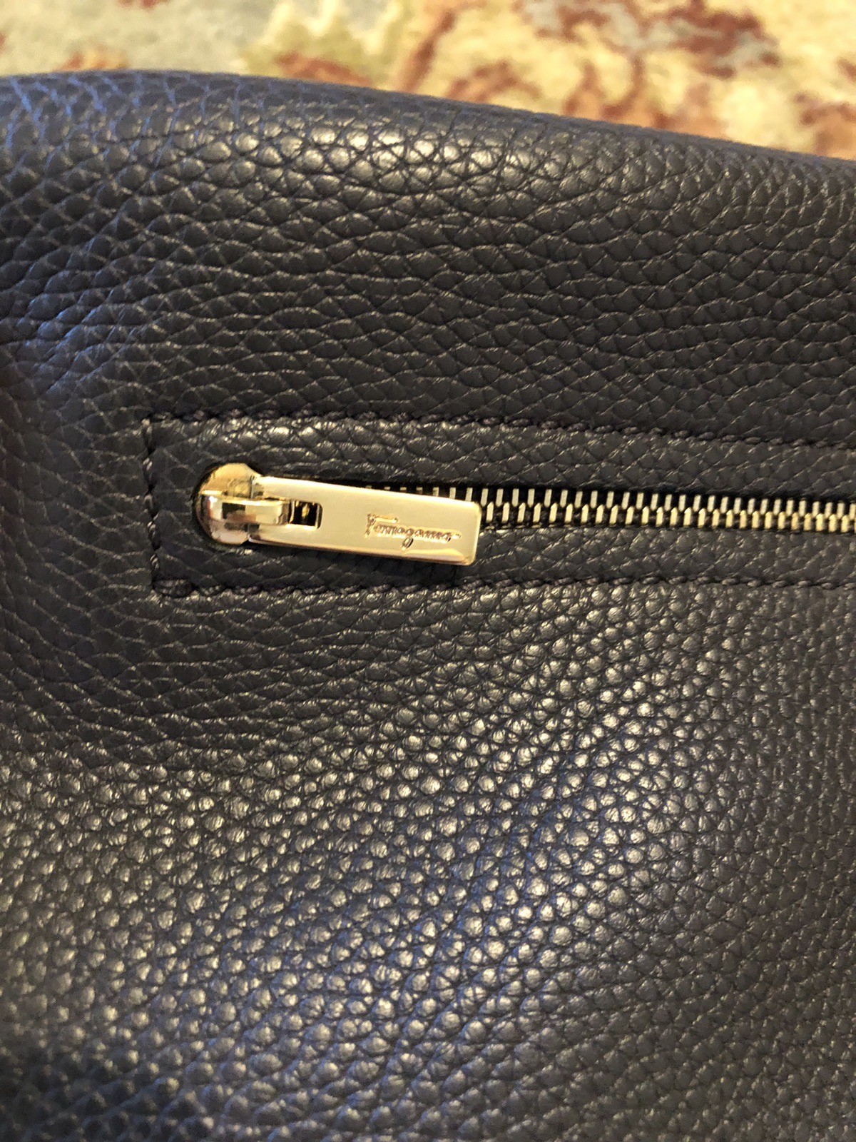 Salvatore Ferragamo Gancini Leather Buckle Clutch Gray Bag