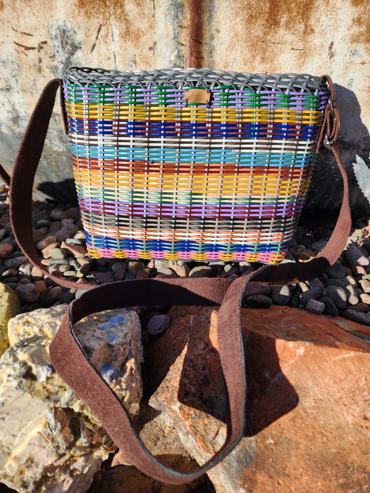 SÄQ Handwoven Recycled Plastic Crossbody Bag Guatemala Artisan Boho Eco Friendly