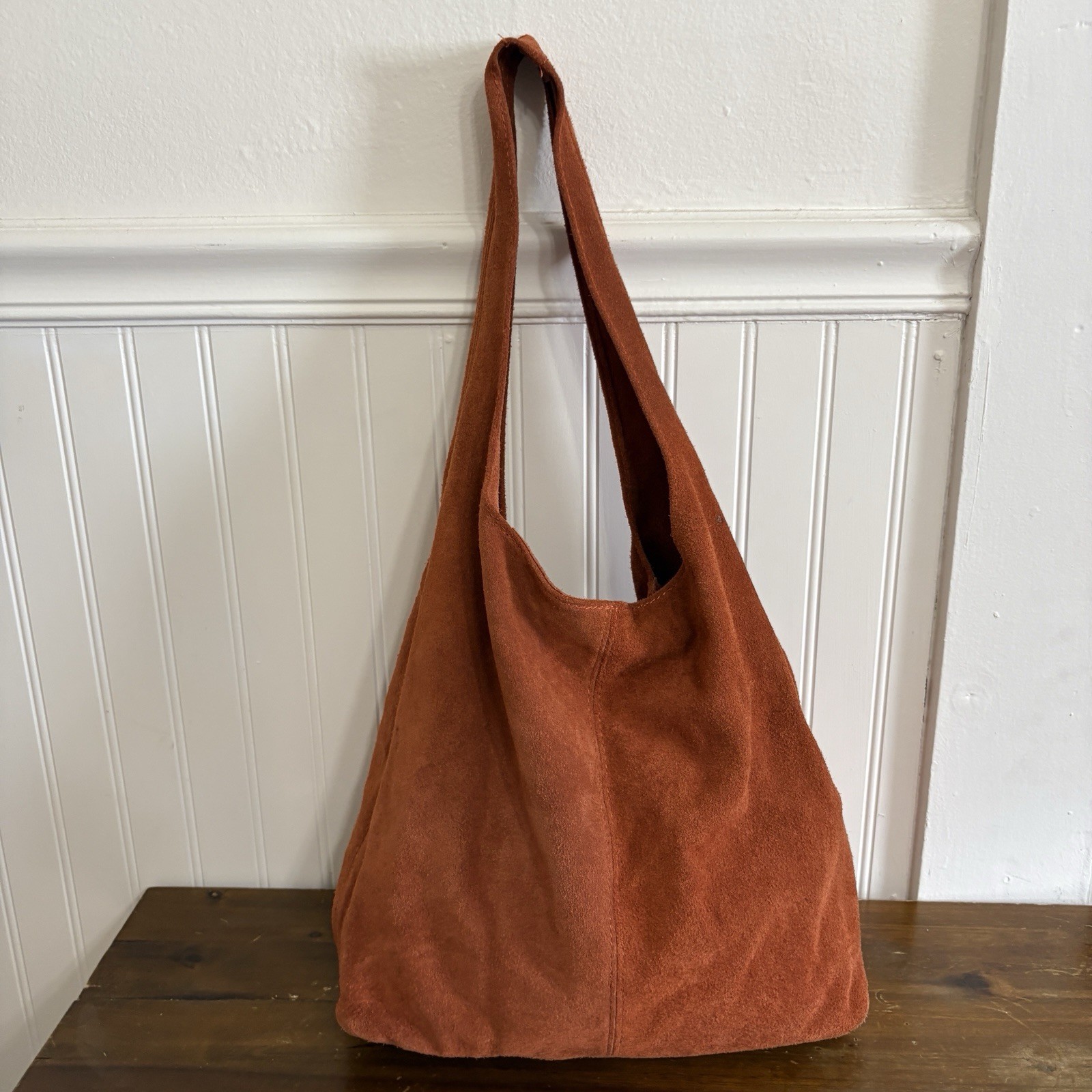 Genuine Leather Suede Slouchy Hobo Bag Purse Tote Matching Coin Bag Italy Made