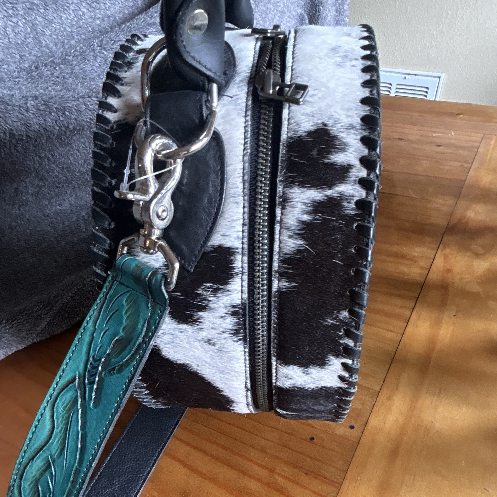 Juan Antonio Round Turquoise Western Satchel Top Handle Zip w/ Detachable Strap