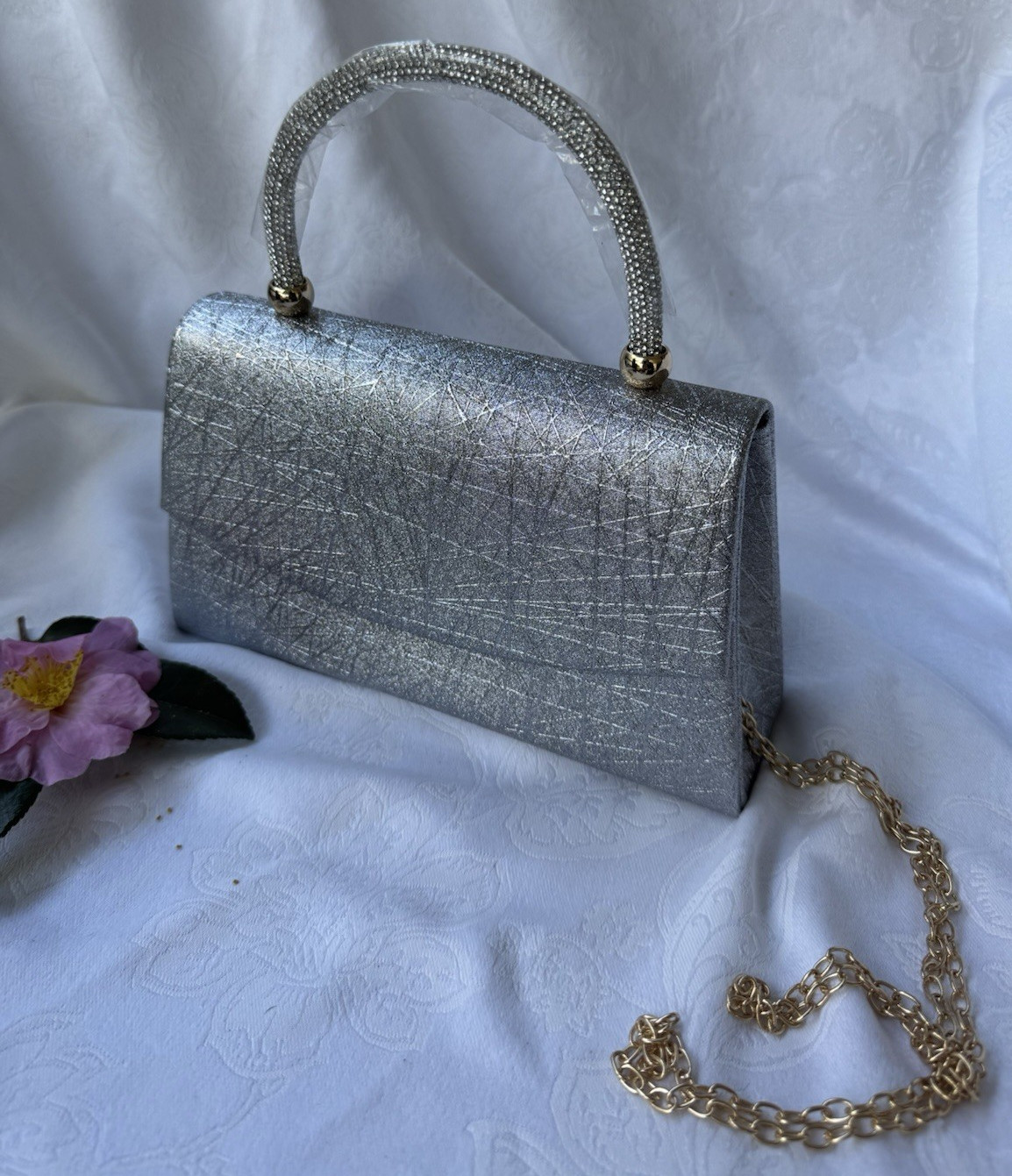 Evening Bag Silver Gold Chain Crystal Clutch Purse Party Wedding Cruise NEW