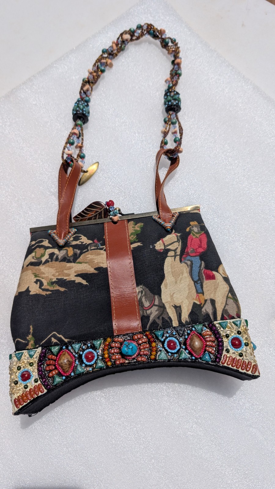 Mary Frances Western Cowgirl Handbag NWT Turquoise Beaded Vintage Black