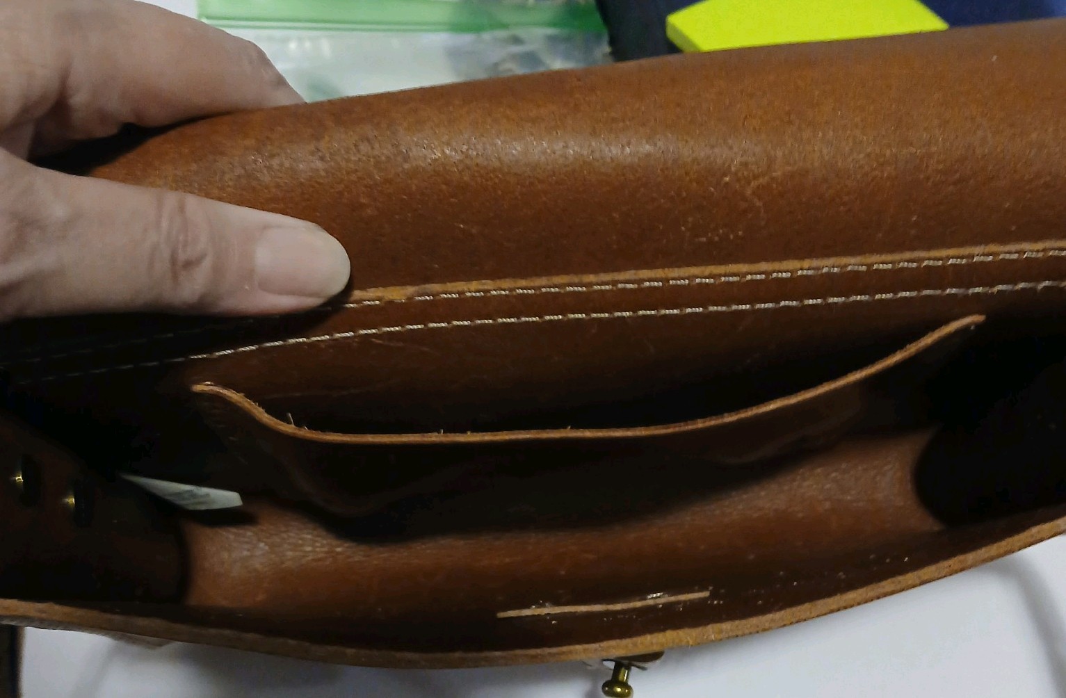 Madewell Brown Leather Crossbody Bag with Flap Closure, Brass finishes