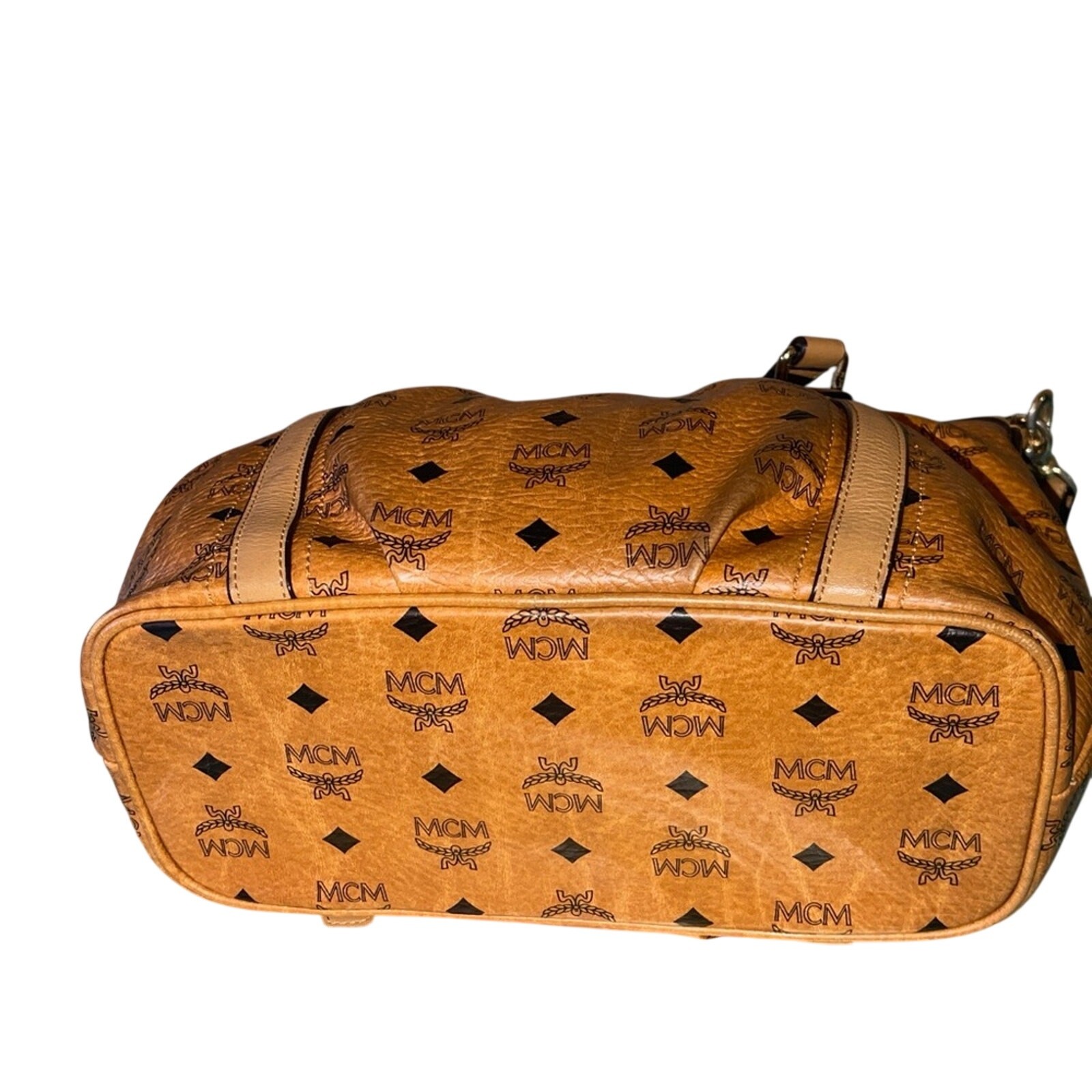 MCM Visetos Medium Essentials Shopper Tote Cognac Authentic Pre-Loved