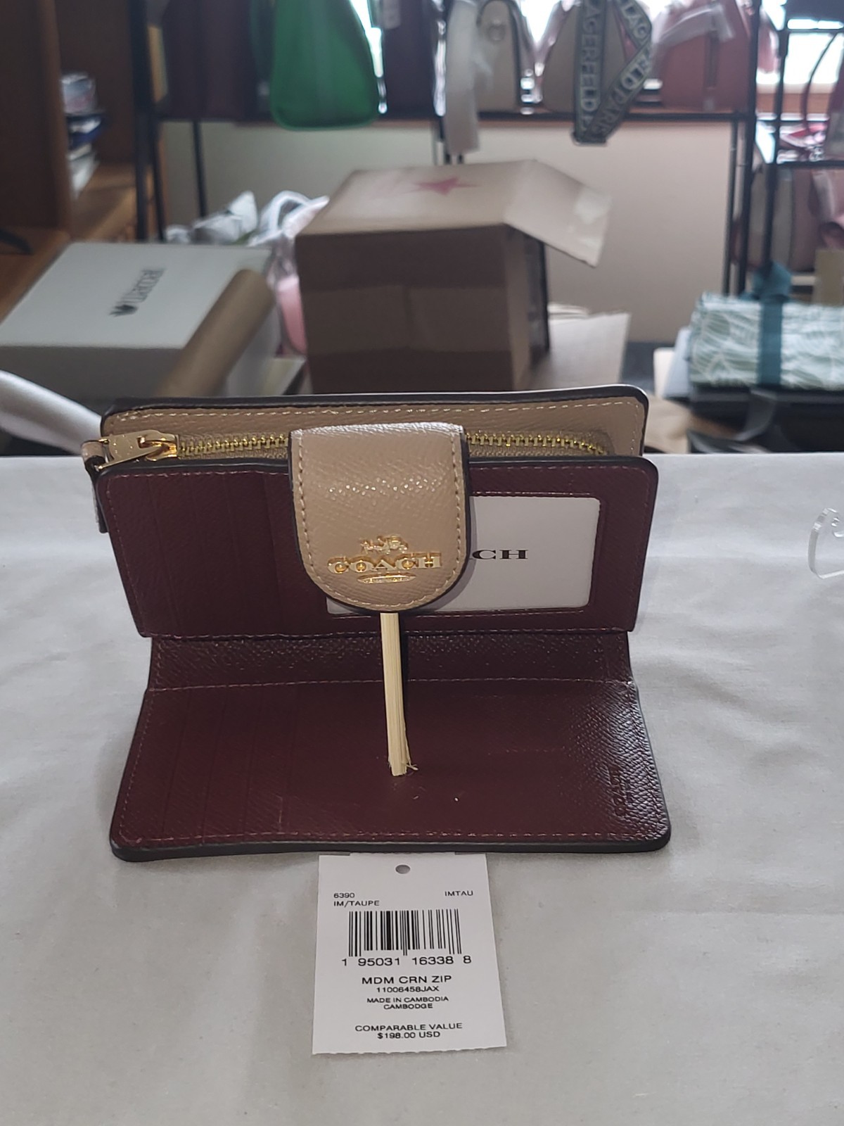 Coach Tilly Top Handle Crossgrain Leather Colorblock Crossbody In Taupe + Wallet