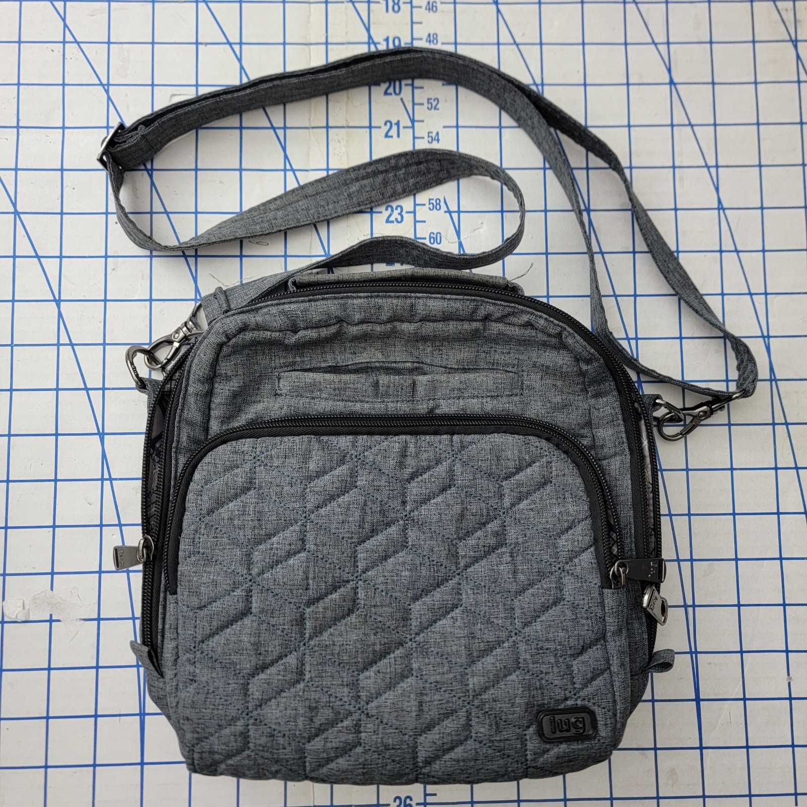 Lug Ranger Quilted Crossbody Bag Heather Grey Handle Crossbody Strap Purse Bag