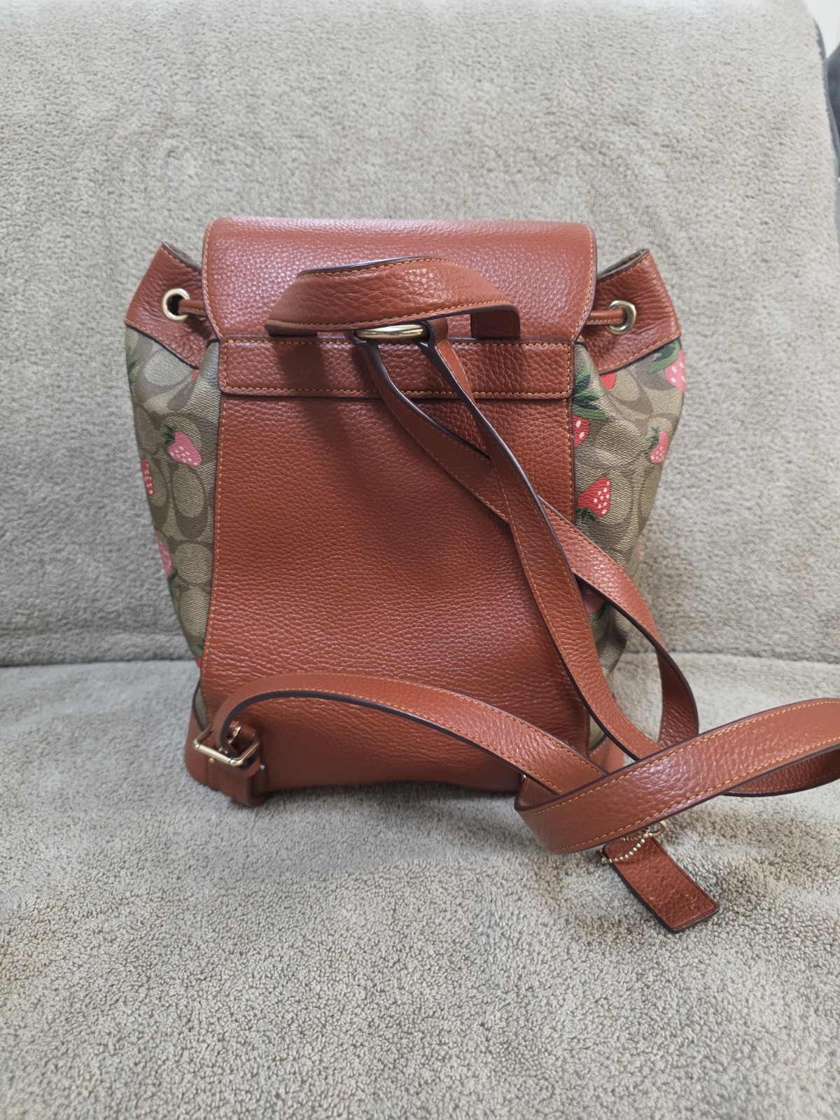 Coach Dempsey Drawstring Backpack In Signature Canvas Wild Strawberry Print